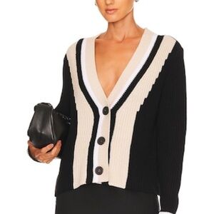 Women's Black and Cream Cardigan Sweater